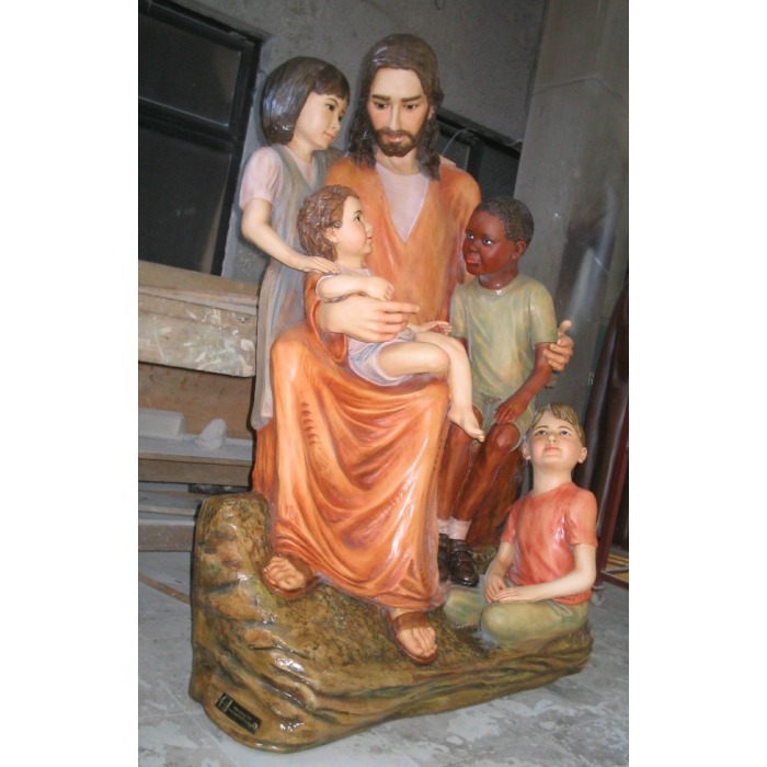 Jesus sitting with children 57" plaque