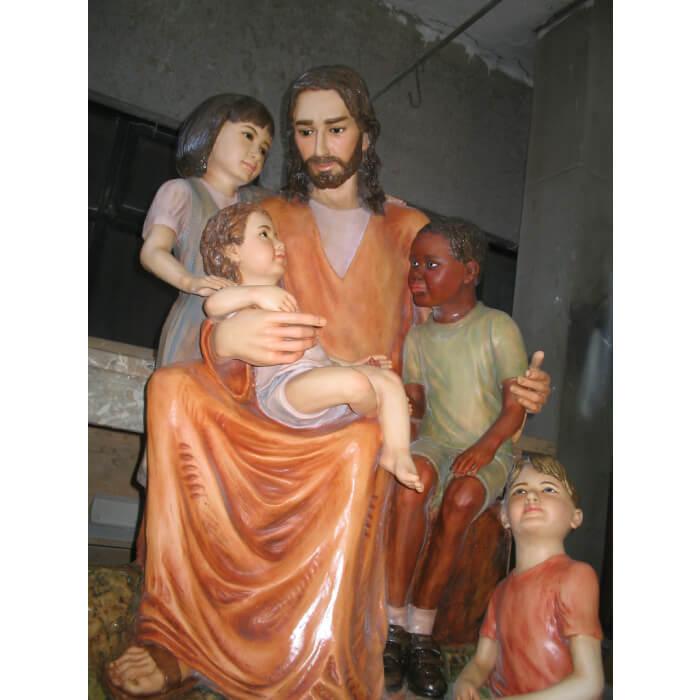 Jesus sitting with children 57" plaque - Image 2